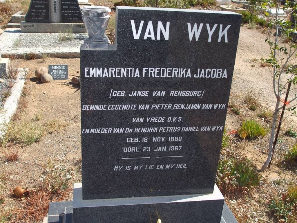 WYK Emmarentia Frederika Jacoba, van nee JANSE VAN RENSBURG 1880-1967