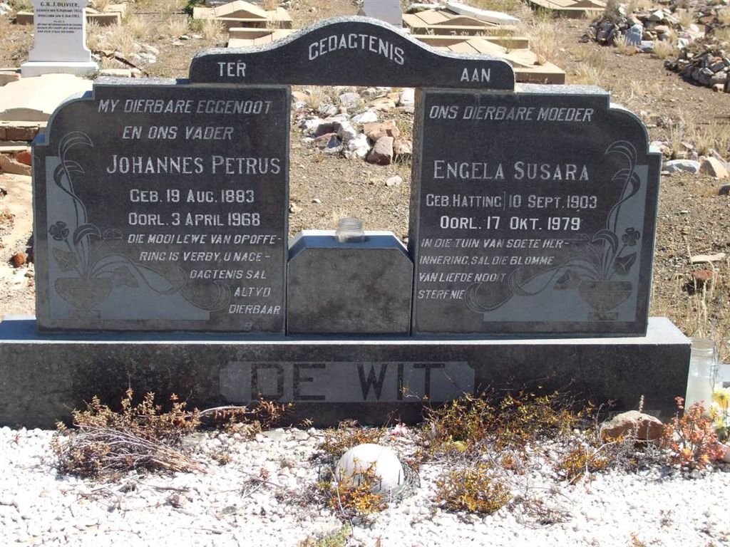 WIT Johannes Petrus, de 1883-1968 &amp; Engela Susara HATTING 1903-1979
