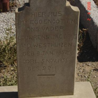 WESTHUIZEN Louwrens Jacobus, v.d. 1852-1931