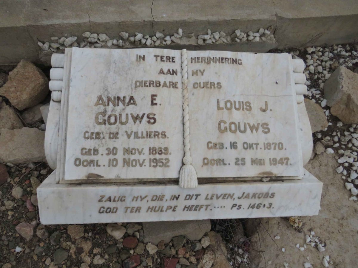 GOUWS Louis J. 1870-1947 &amp; Anna E. DE VILLIERS 1869-1952