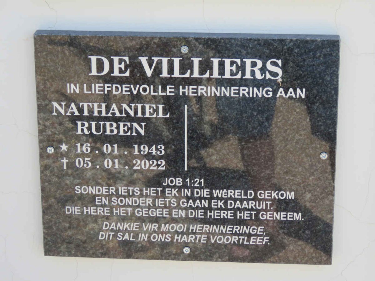 VILLIERS Nathaniel Ruben, de 1943-2022