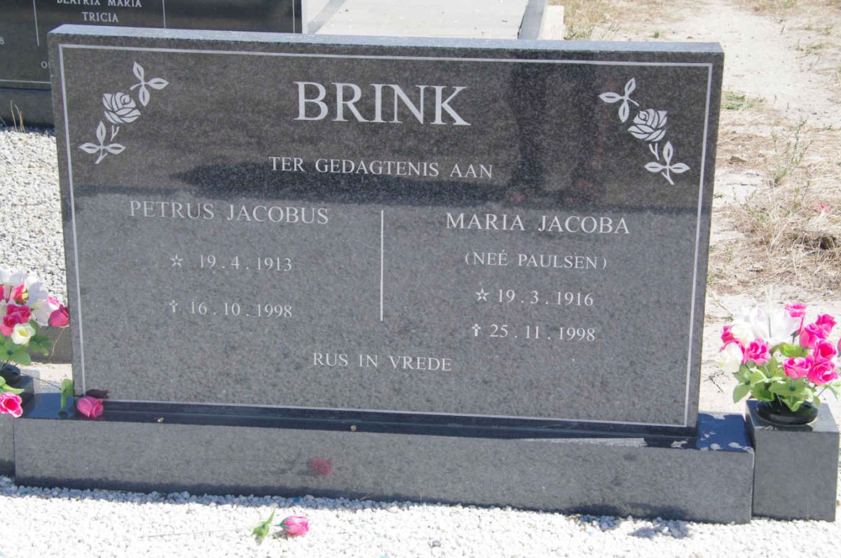 BRINK Petrus Jacobus 1913-1998 &amp; Maria Jacoba PAULSEN 1916-1998