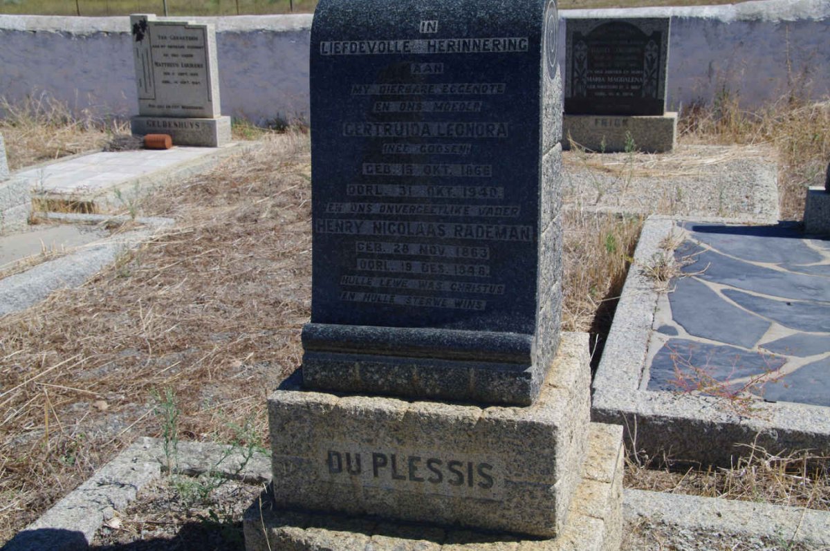 PLESSIS Henry Nicolaas Rademan, du -1948 &amp; Gertruida Leonora GOOSEN -1948