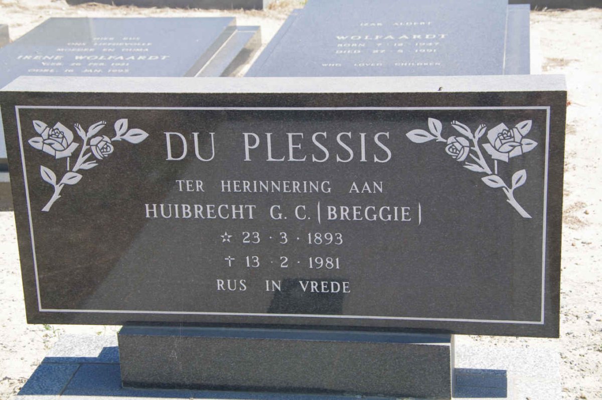 PLESSIS Huibrecht G.C., du 1893-1981
