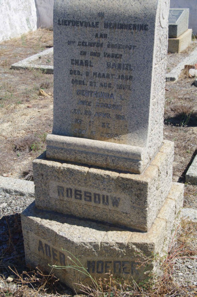 ROSSOUW Charl Daniel 1858- &amp; Gertruida L. GOOSEN 