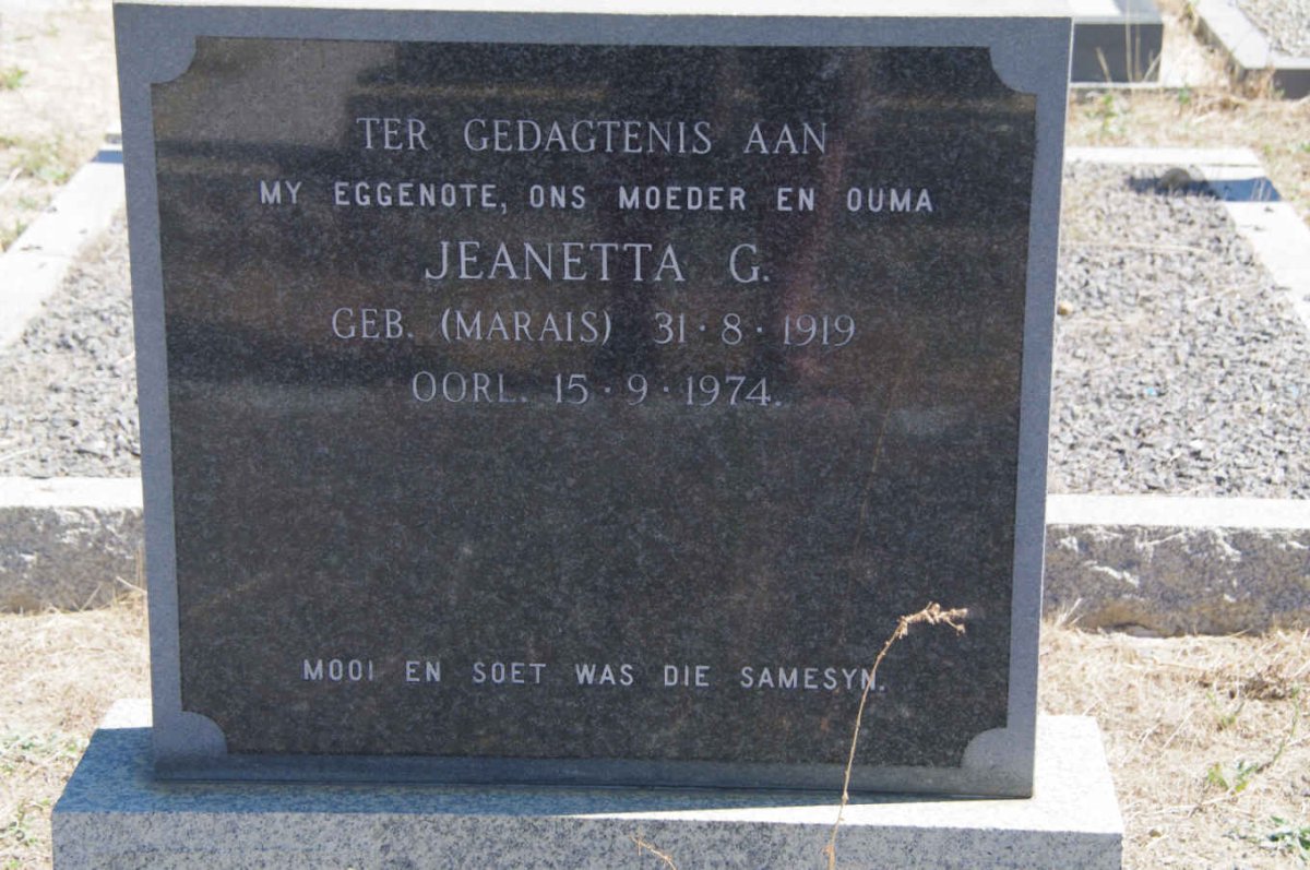 ? Jeanetta G. nee MARAIS 1919-1974