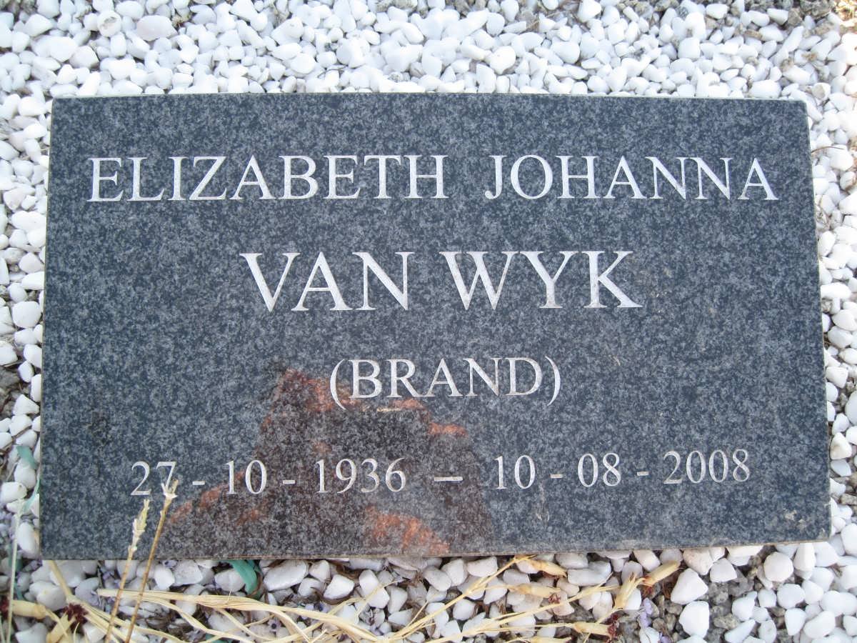 WYK Elizabeth Johanna, van nee BRAND 1936-2008