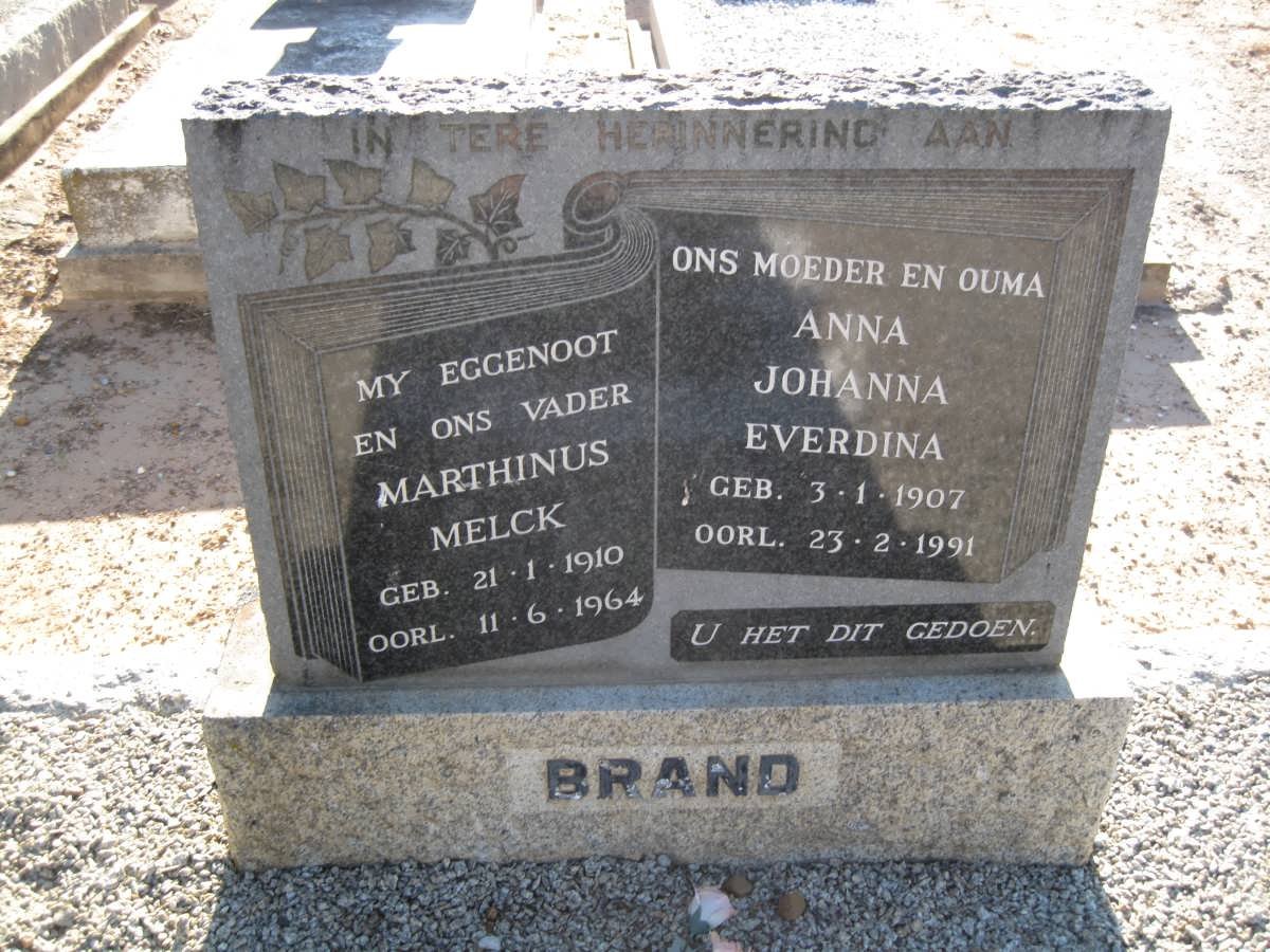 BRAND Marthinus Melck 1910-1964 &amp; Anna Johanna Everdina 1907-1991