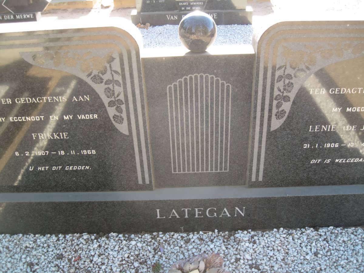 LATEGAN Frikkie 1907-1968 &amp; Lenie DE JONGH 1906-1987