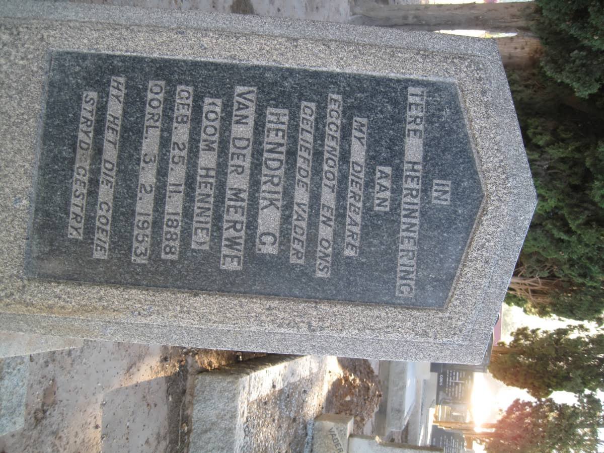 MERWE Hendrik C., van der 1888-1953