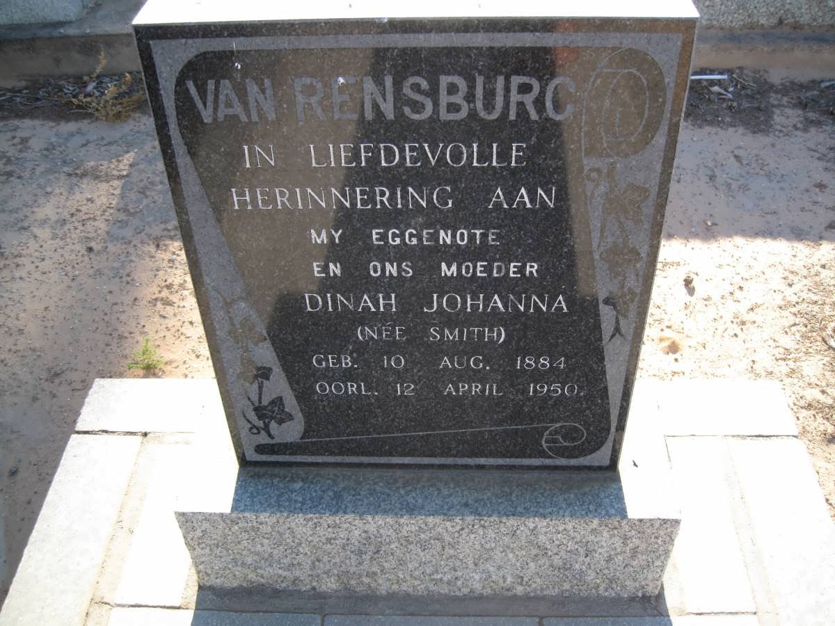 RENSBURG Dinah Johanna, van nee SMITH 1884-1950