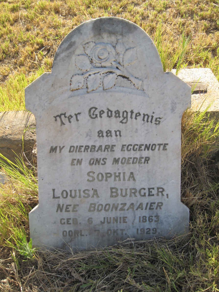 BURGER Sophia Louisa nee BOONZAAIER 1863-1929