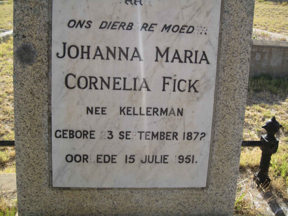 FICK Johanna Maria Cornelia nee KELLERMAN 1872-1951