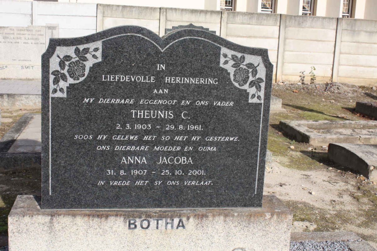 BOTHA Theunis C. 1903-1961 &amp; Anna Jacoba 1907-2001
