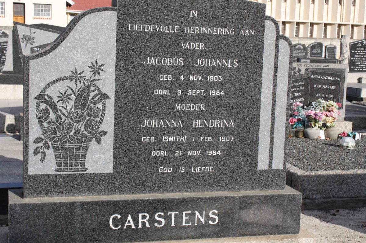 CARSTENS Jacobus Johannes 1903-1984 &amp; Johanna Hendrina SMITH 1907-1984