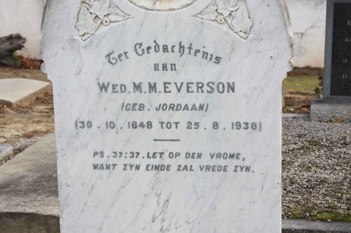 EVERSON M.M. nee JORDAAN 1848-1938 