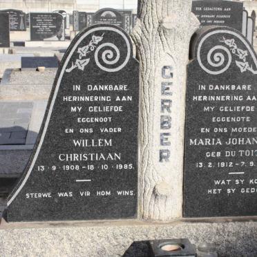 GERBER Willem Christiaan 1908-1985 &amp; Maria Johanna DU TOIT 1912-1967