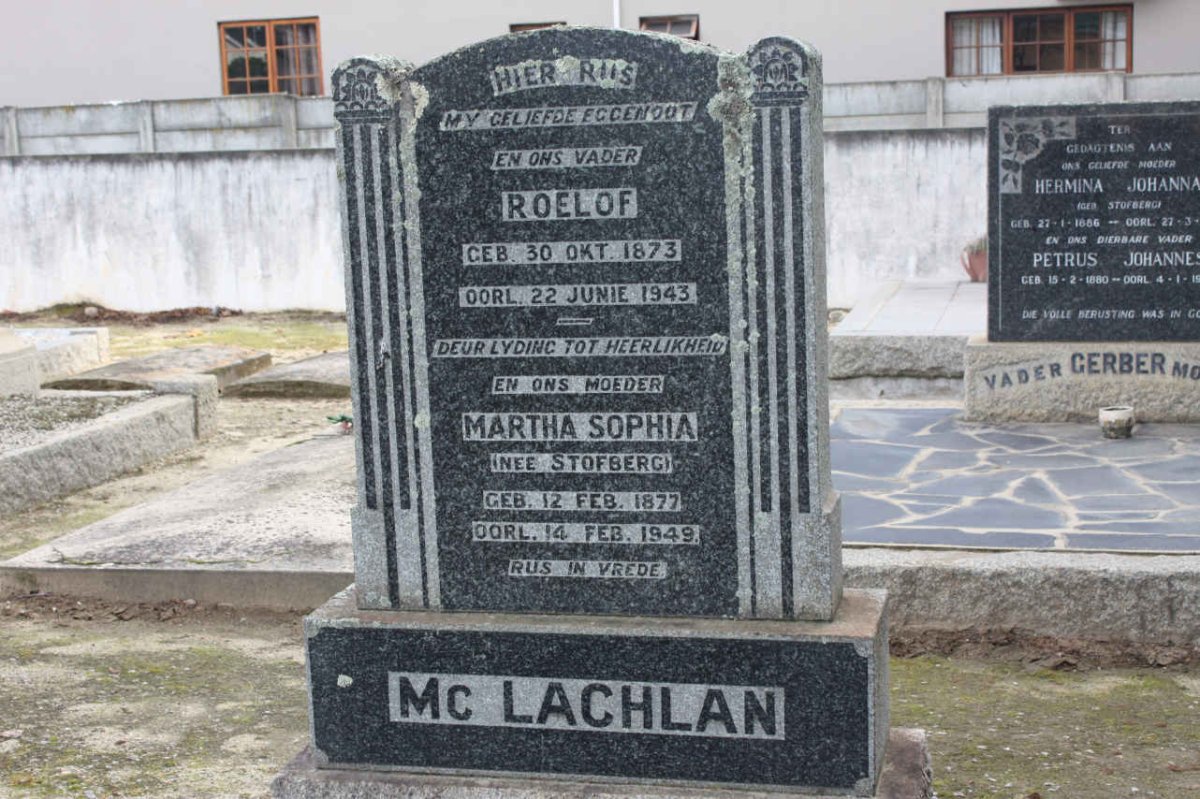 Mc LACHLAN Roelof 1873-1943 &amp; Martha Sophia STOFBERG 1877-1949