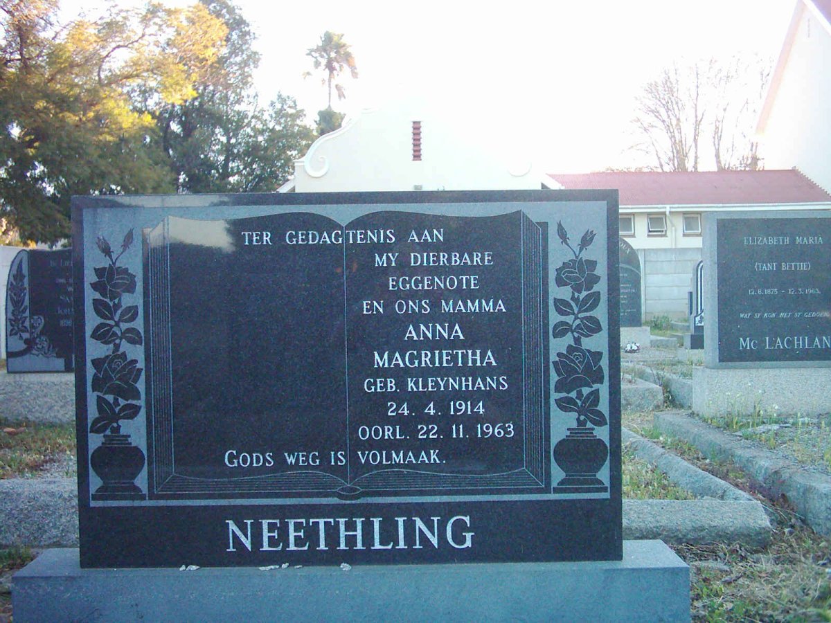 NEETHLING Anna Margarietha nee KLEYNHANS 1914-1963