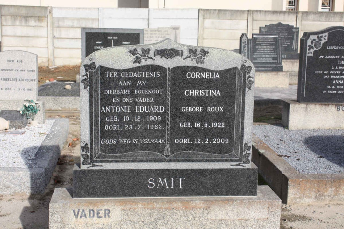 SMIT Antonie Eduard 1909-1962 &amp; Cornelia Christina ROUX 1922-2009