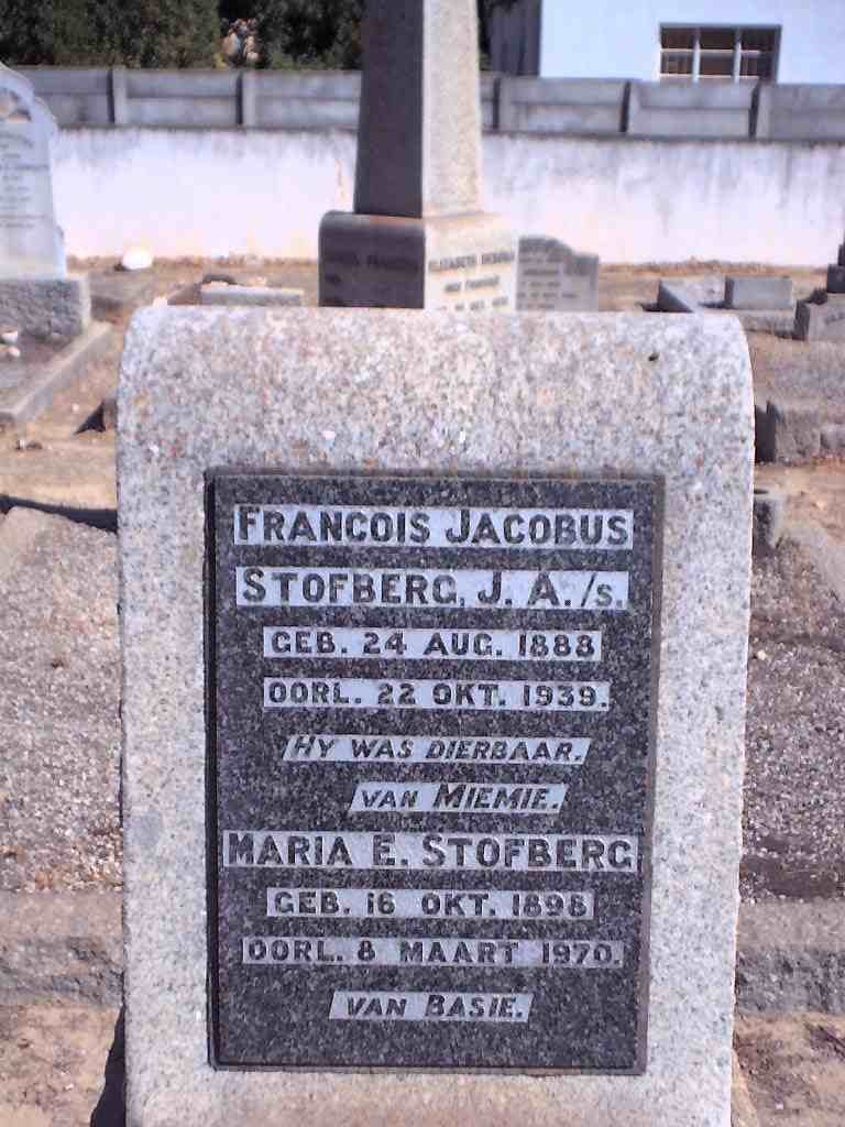 STOFBERG Francois Jacobus 1888-1939 &amp; Maria E. 1898-1970
