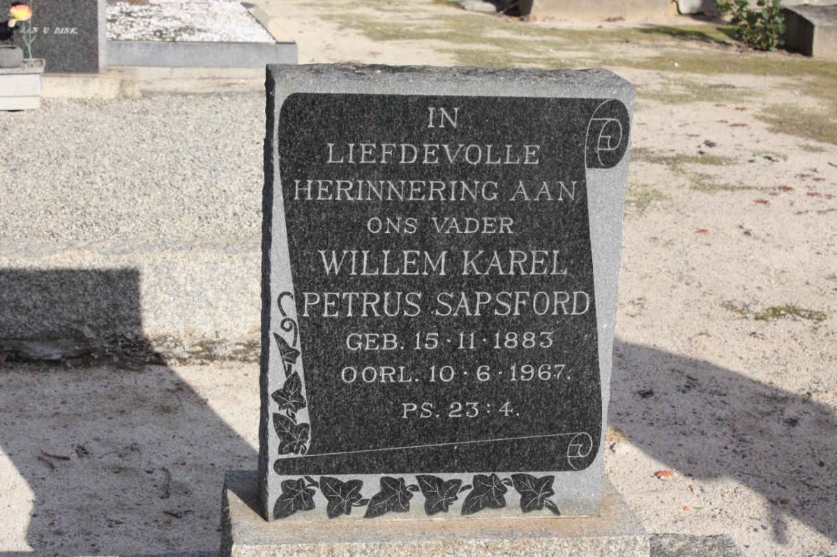 SAPSFORD Willem Karel Petrus 1883-1967