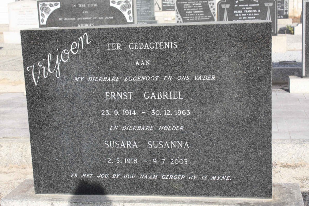 VILJOEN Ernst Gabriel 1914-1963 &amp; Susara Susanna 1918-2003