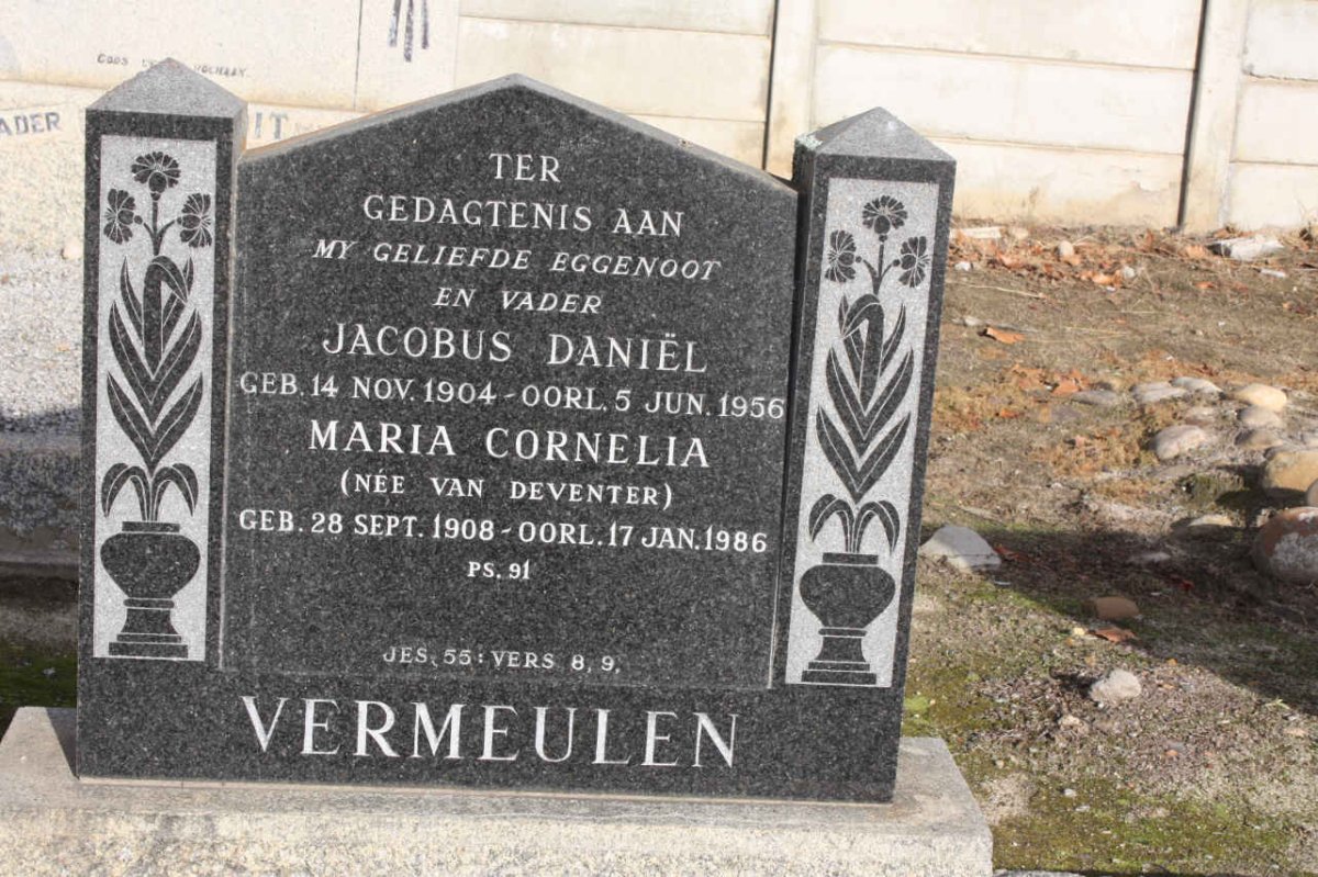VERMEULEN Jacobus Daniel 1904-1956 &amp; Maria Cornelia VAN DEVENTER 1908-1986