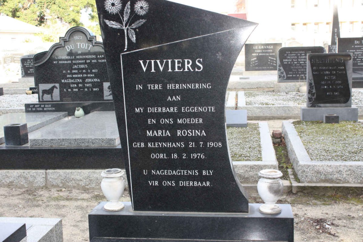 VIVIERS Maria Rosina nee KLEYNHANS 1908-1976