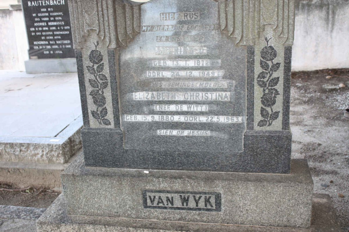 WYK  Andries D., van 1872-1949 &amp; Elizabeth Christina DE WITT 1880-1963