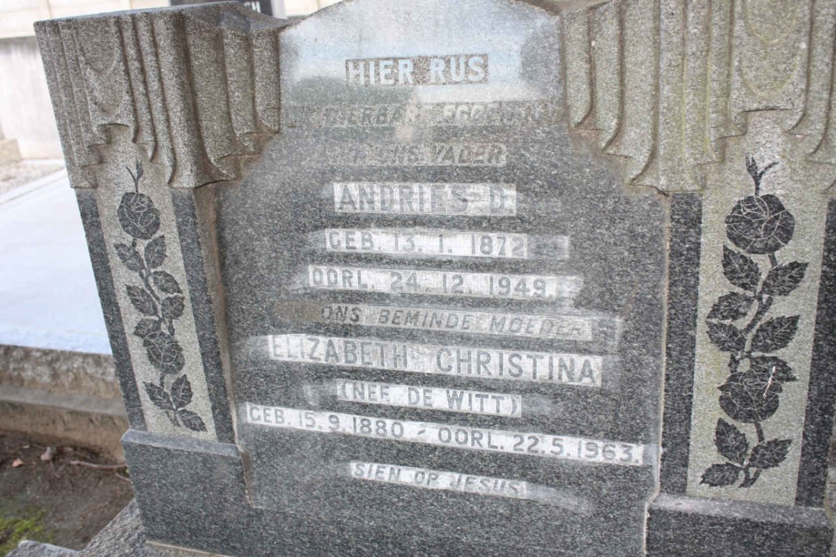 WYK  Andries D., van 1872-1949 &amp; Elizabeth Christina DE WITT 1880-1963