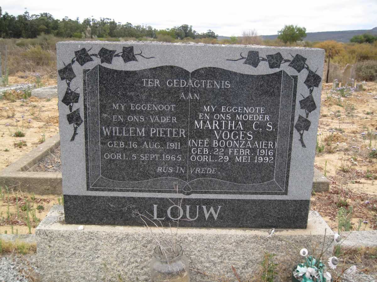 LOUW Willem Pieter 1911-1965 &amp; Martha C.S Voges BOONZAAIER 1916-1992