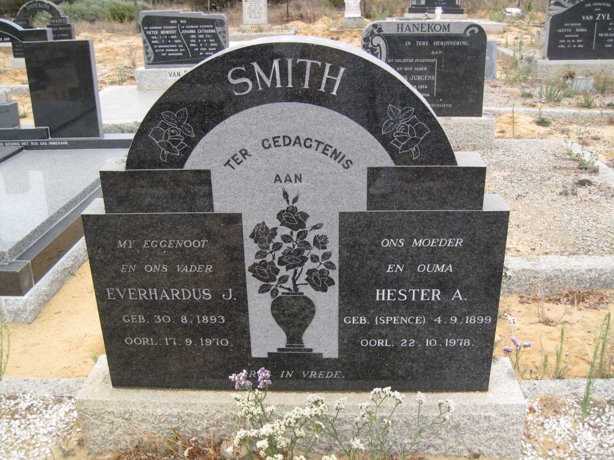 SMITH Everhardus J. 1893-1970 &amp; Hester A. SPENCE 1899-1978