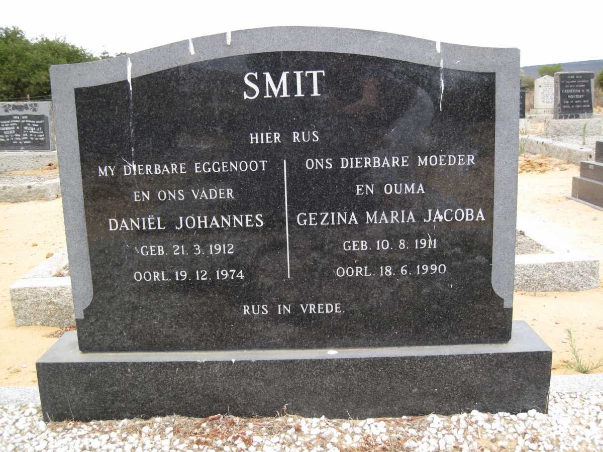 SMIT Daniël Johannes 1912-1974 &amp; Gezina Maria Jacoba 1911-1990