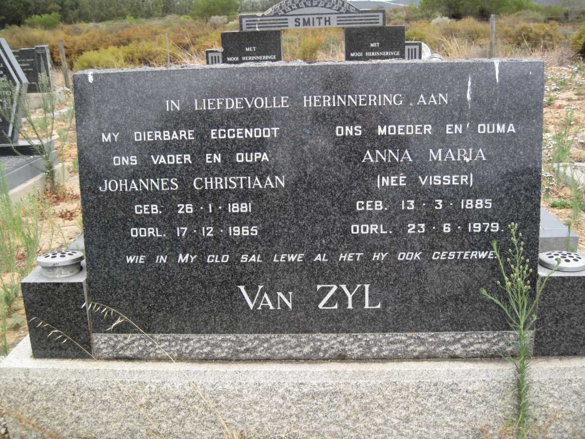 ZYL Johannes Christiaan, van 1881-1965 &amp; Anna Maria VISSER 1885-1979