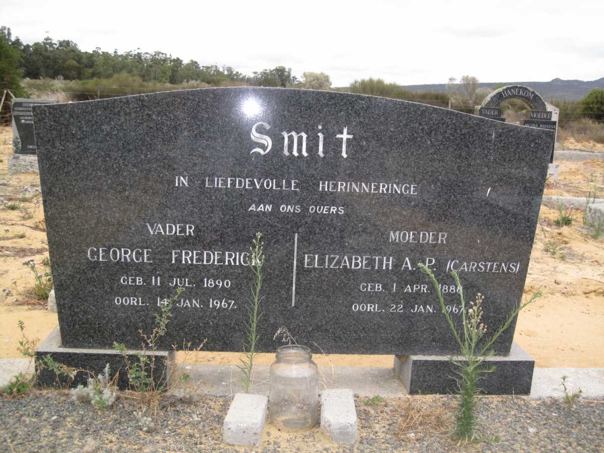 SMIT George Frederick 1890-1967 &amp; Elizabeth A.P. CARSTENS 1888-1967