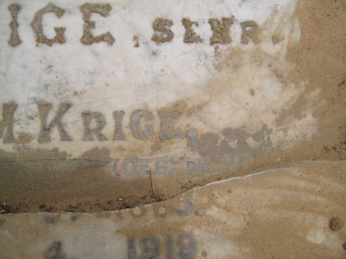 KRIGE Anna M. nee DE V? 18??-1919
