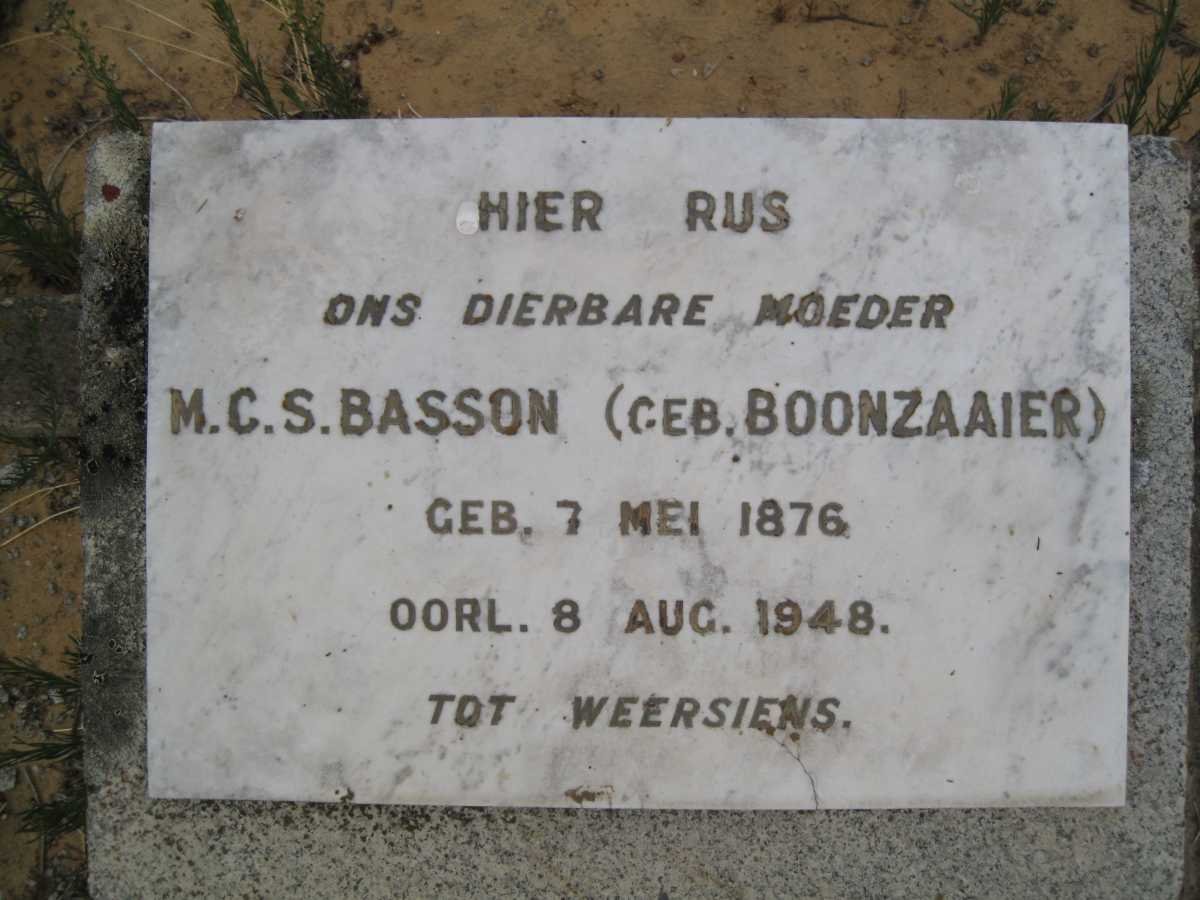 BASSON M.C.S. nee BOONZAAIER 1876-1948