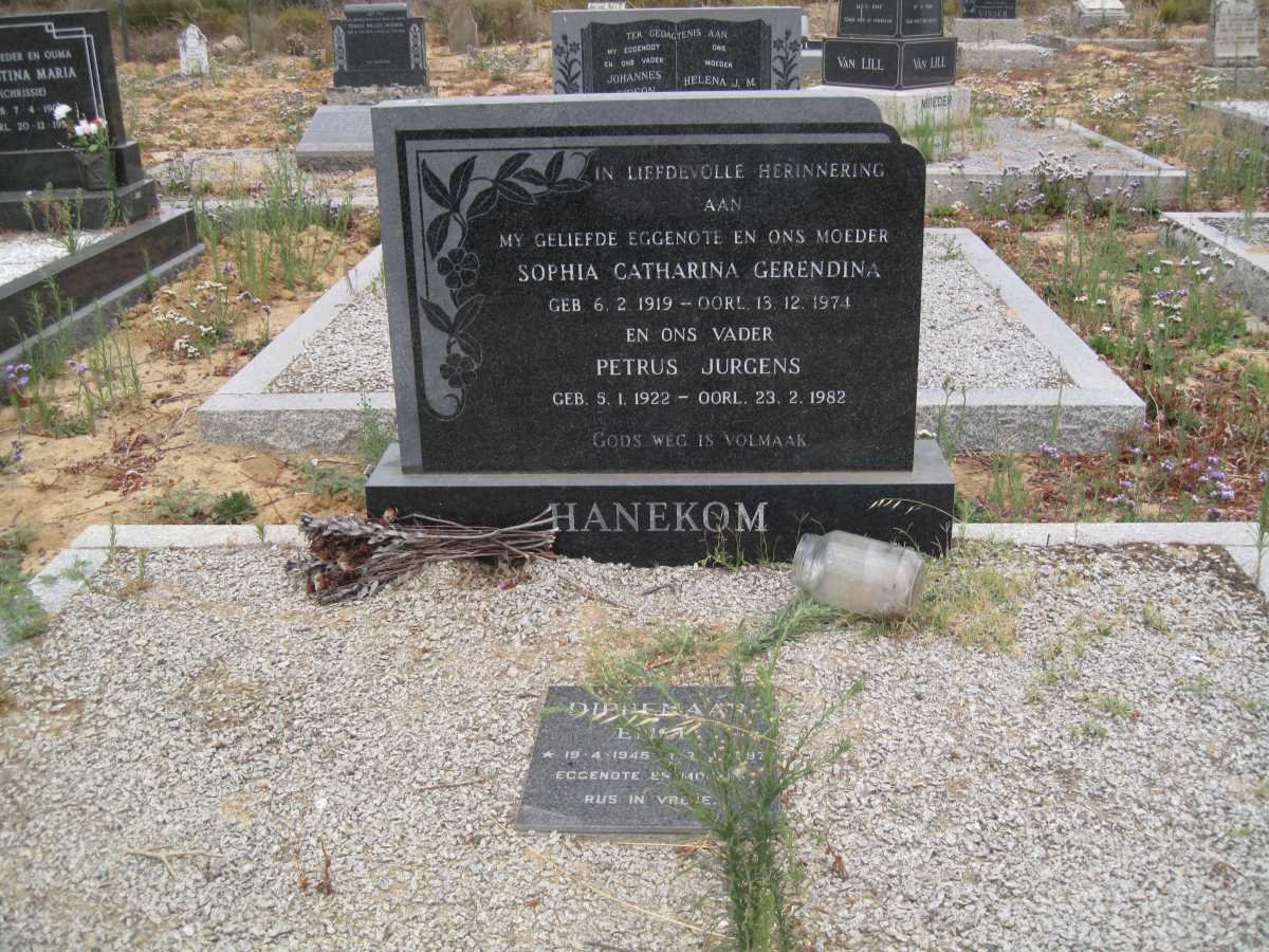 HANEKOM Petrus Jurgens 1922-1982 &amp; Sophia Catharina Gerendina 1919-1974 :: DIPPENAAR Emce 1946-1997
