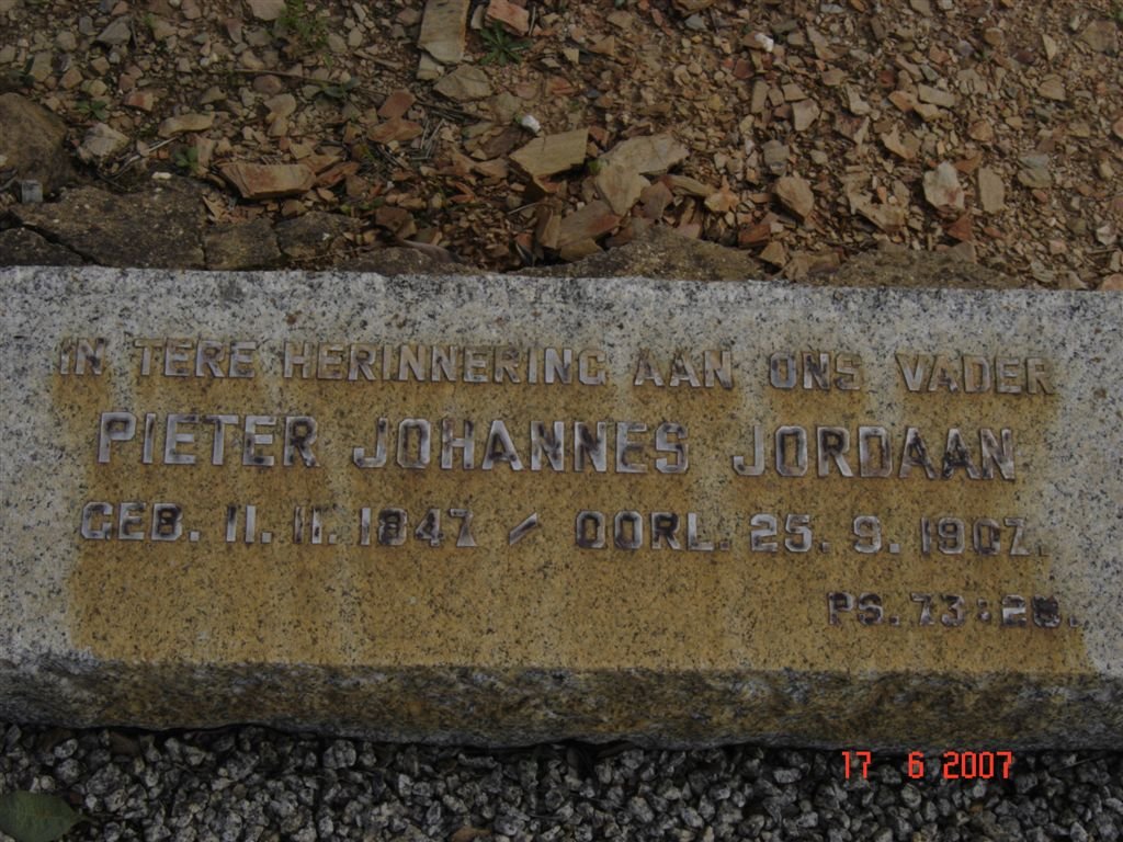 JORDAAN Pieter Johannes 1847-1907
