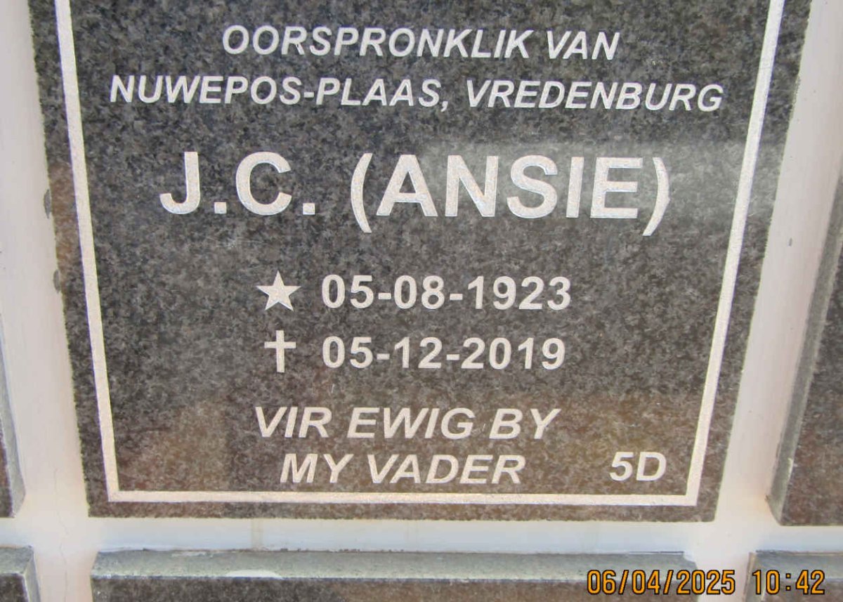 J.C. 1923-2019