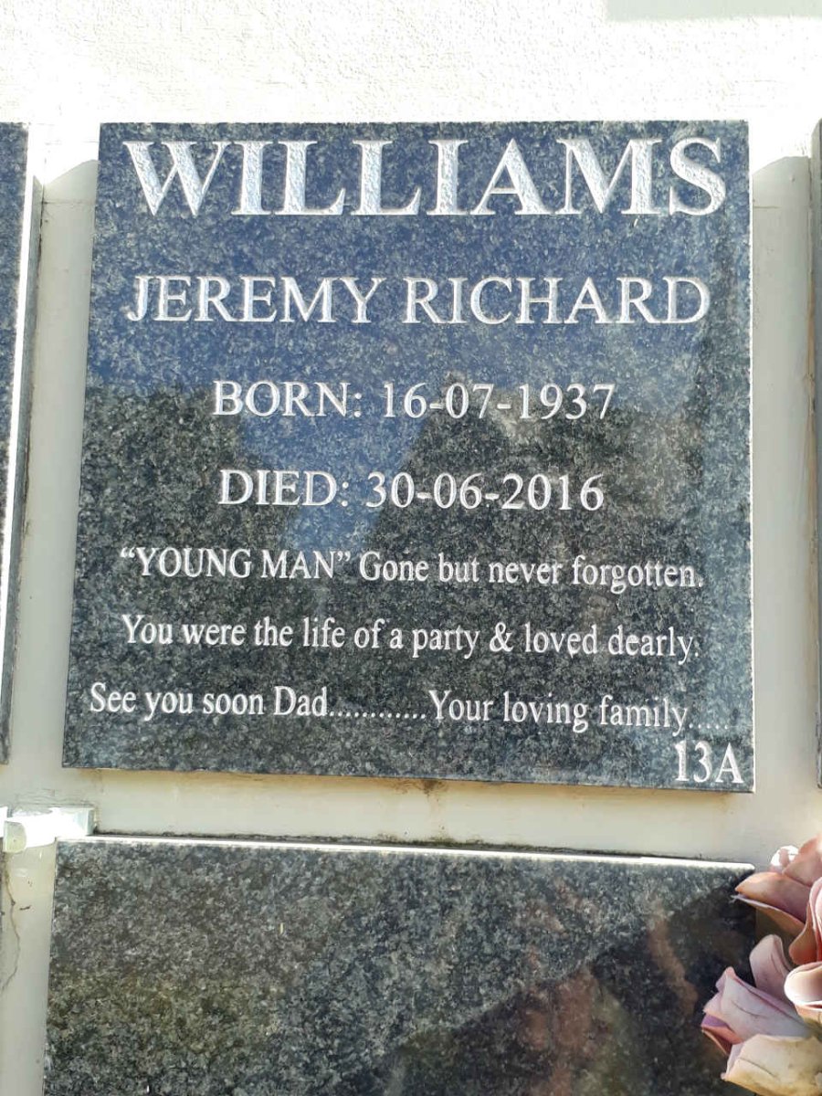 WILLIAMS Jeremy Richard 1937-2016