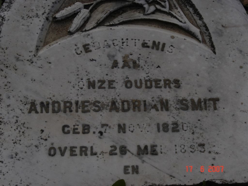 SMIT Andries Adrian 1820-1893 & Wilhelmina Catharina WALTERS 1835-1911 _1