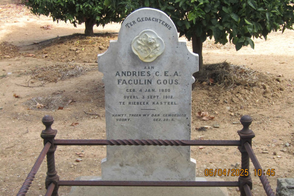GOUS Andries C.E.A Faculin 1850-1912