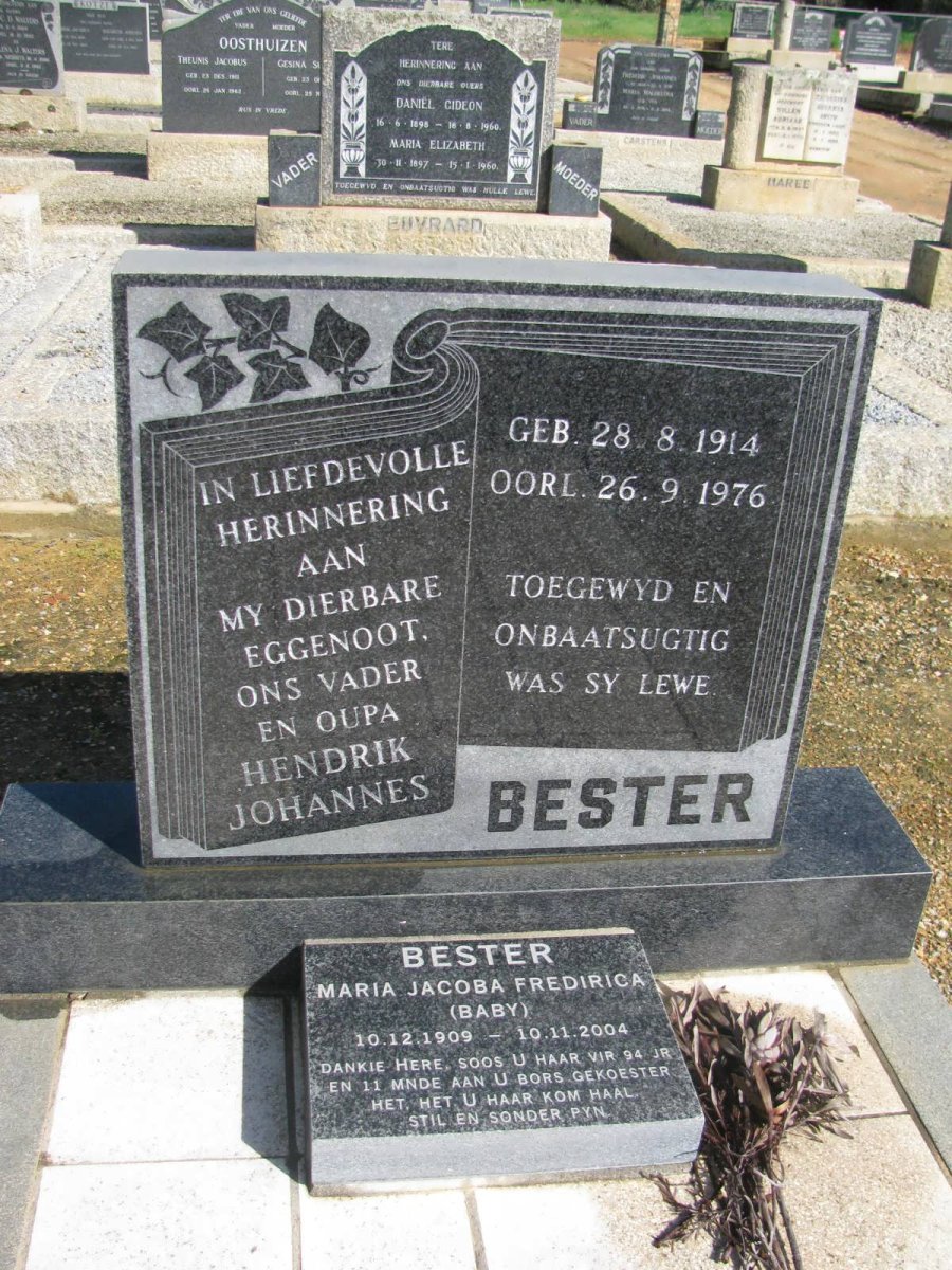 BESTER Hendrik Johannes 1914-1976 &amp; Maria Jacoba Fredirica 1909-2004