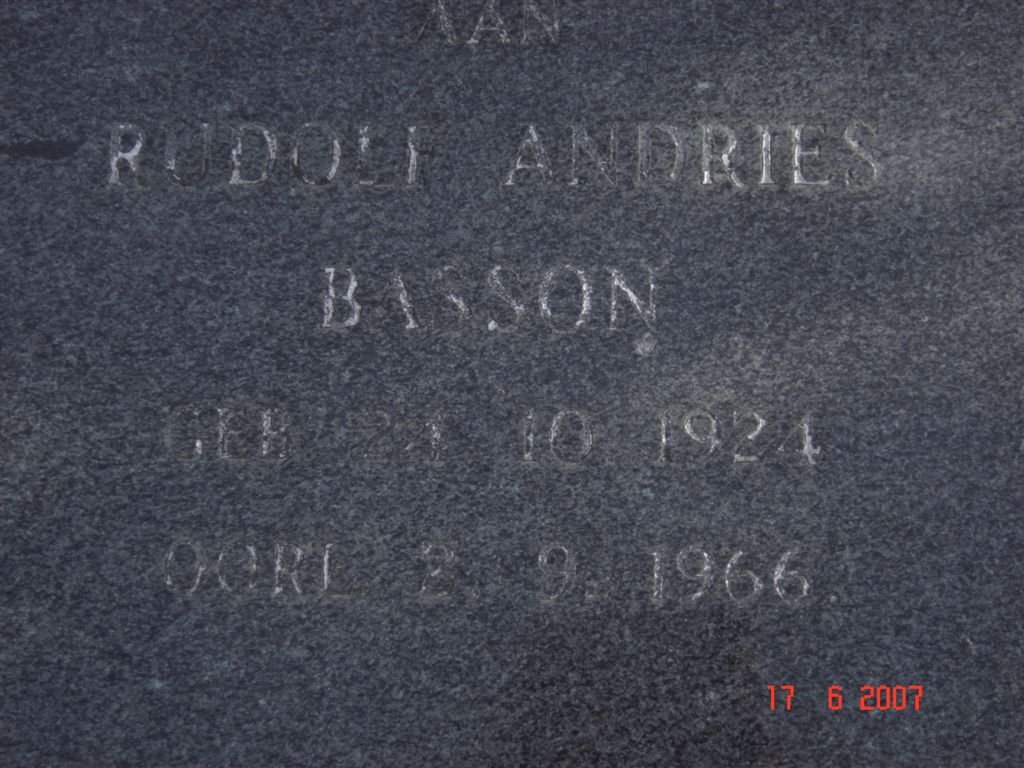 BASSON Rudolf Andries 1924-1966
