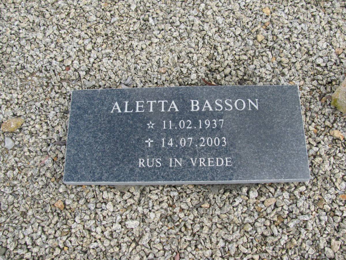 BASSON C.F. 1898-1957 &amp; S.C.J. 1894-1961 :: BASSON Aletta 1937-2003