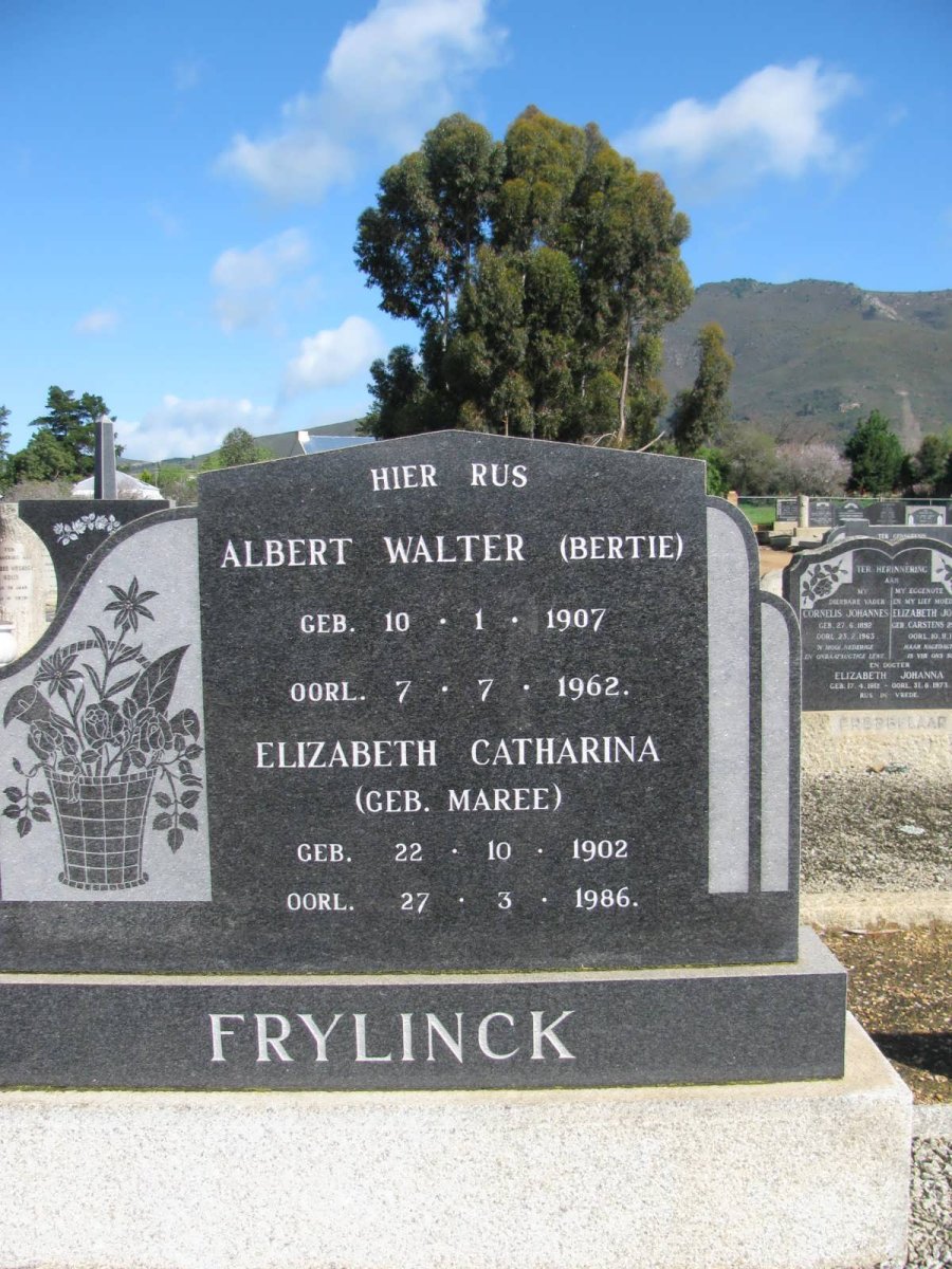 FRYLINCK Albert Walter 1907-1962 &amp; Elizabeth Catharina MAREE 1902-1986