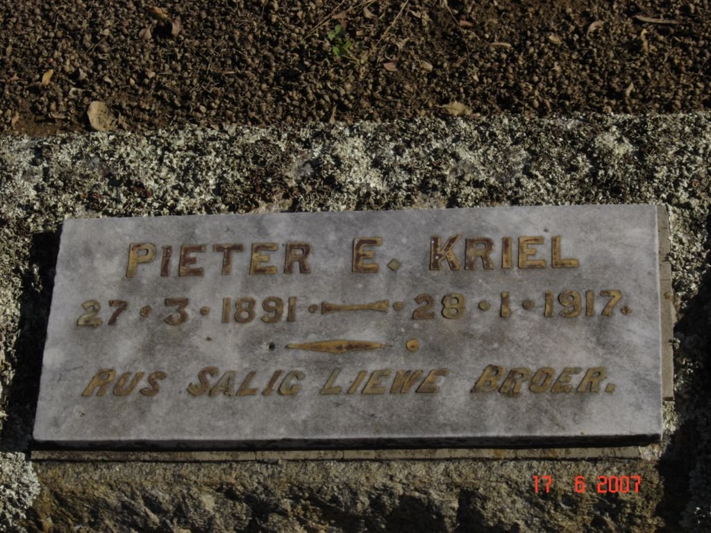 KRIEL Pieter E. 1891-1917