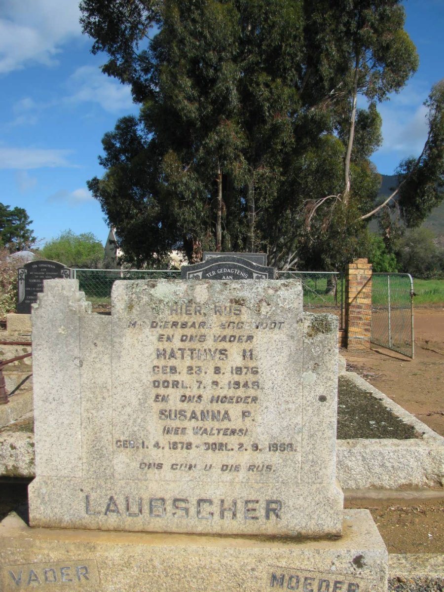 LAUBSCHER Matthys M. 1876-1949 &amp; Susanna P. WALTERS 1878-1958
